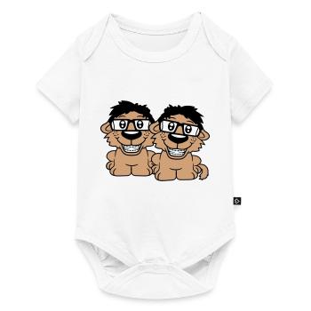 2 chiens nerds lunettes à monture de corne geeks bretelles intelligentes - Body à manches courtes Premium Bébé - blanc - Devant
