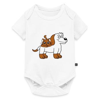 Chien Chat Deux Amis Équipe Chaton 2 Duo Équipage - Body à manches courtes Premium Bébé - blanc - Devant