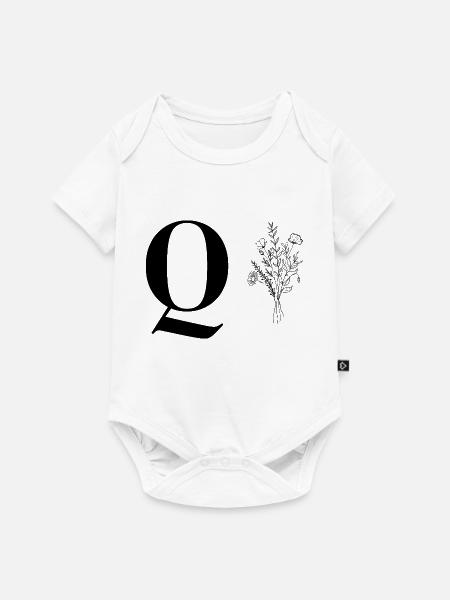 Minimalistisches Blumenmuster - Baby Premium Kurzarmbody - Weiß