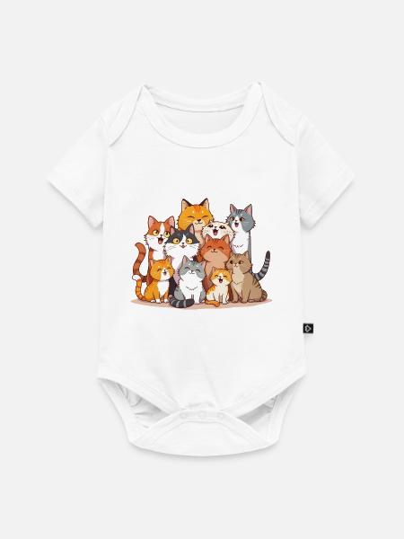 Katzen-Herde - Baby Premium Kurzarmbody - Weiß