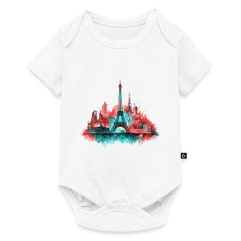 Paris Skyline Tour Eiffel France Splash Coloré - Body à manches courtes Premium Bébé - blanc - Devant