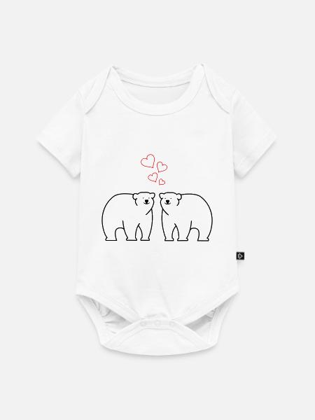 Eisbären verliebt - Baby Premium Kurzarmbody - Weiß