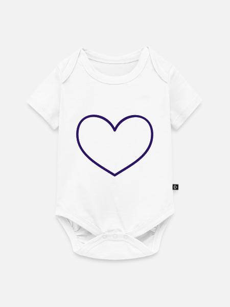 Herz (Umriss, 1c) - Baby Premium Kurzarmbody - Weiß