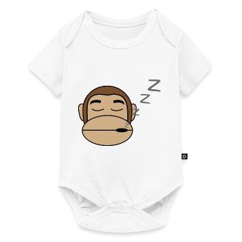 Affe Schläft Geschenk Idee - Baby Premium Kurzarmbody - Weiß - Vorne