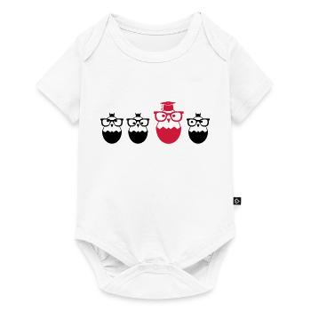 Chick with mortarboard and glasses, gift promotion - Baby Premium short-sleeve bodysuit - white - Front