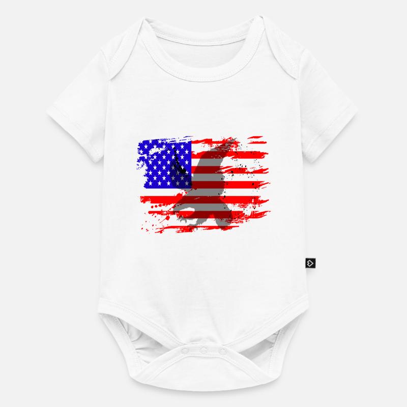Drapeau us avec oiseau de proie aigle - Body à manches courtes Premium Bébé - blanc