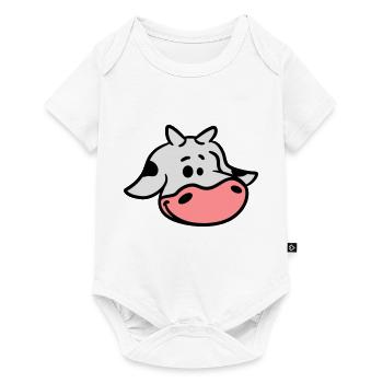 Visage de mignon de veau vache - Body à manches courtes Premium Bébé - blanc - Devant