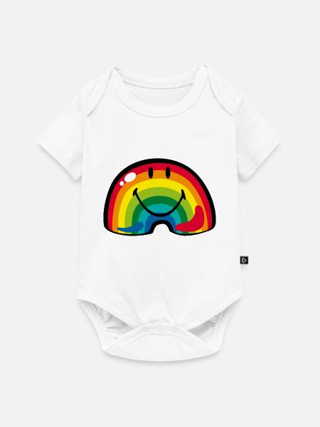 Smiley Rainbow - Baby Premium Kurzarmbody - Weiß