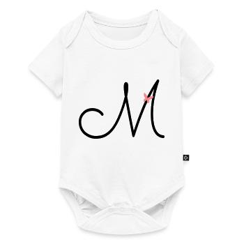 Lettre M Lettre initiale Papillon - Body à manches courtes Premium Bébé - blanc - Devant