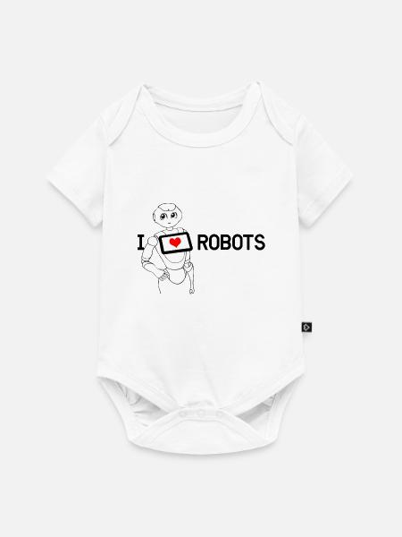 Ich liebe Roboter - Baby Premium Kurzarmbody - Weiß