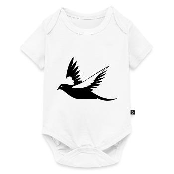 Fliegende Amsel Schwarz-Weiß Illustration - Baby Premium Kurzarmbody - Weiß - Vorne