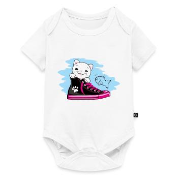 Funny white kitten peeking out of a sneaker - Baby Premium short-sleeve bodysuit - white - Front