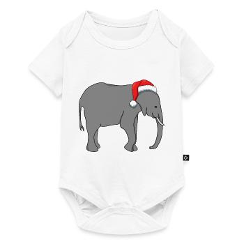 Elephant with Santa hat - Baby Premium short-sleeve bodysuit - white - Front