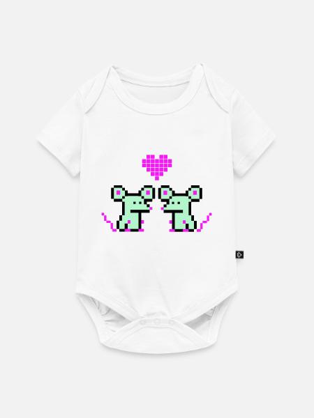 pixel mäuse - Baby Premium Kurzarmbody - Weiß