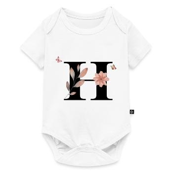 Letter h wildflowers watercolors - Baby Premium short-sleeve bodysuit - white - Front