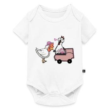 Henne Eier Hühner Familie Baby Ostern Ei - Baby Premium Kurzarmbody - Weiß - Vorne