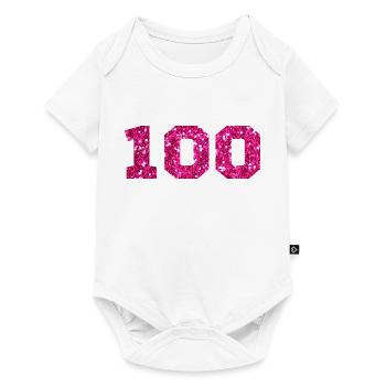 Number 100 Pink Glitter - 100th Anniversary - Baby Premium short-sleeve bodysuit - white - Front