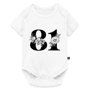 Numéro 81 floral noir - 81e anniversaire floral - Body à manches courtes Premium Bébé - blanc - Devant