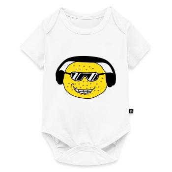 Lustige DJ Party Zitrone Obst Musik Spaß Gesicht - Baby Premium Kurzarmbody - Weiß - Vorne