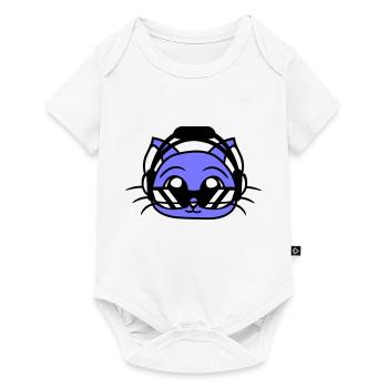 DJ Cat Face Kitten Pet Head - Body à manches courtes Premium Bébé - blanc - Devant