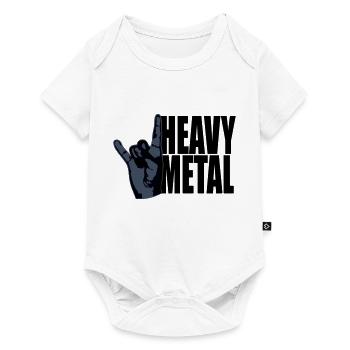 Heavy Metal Rock Musique Cors Geste Main Texte Logo - Body à manches courtes Premium Bébé - blanc - Devant