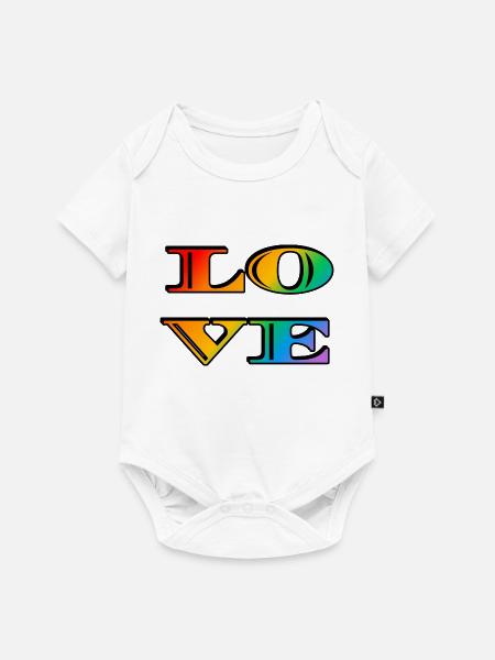 Retro Regenbogen Liebe - Baby Premium Kurzarmbody - Weiß