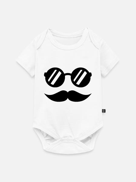 Schnurrbart - Baby Premium Kurzarmbody - Weiß