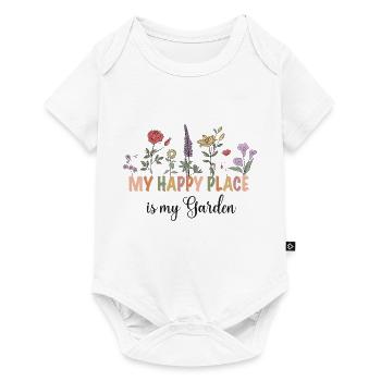 Mon endroit heureux, c’est mon jardin - Body à manches courtes Premium Bébé - blanc - Devant