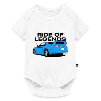 Neonblauer Sportwagen Silhouette - Baby Premium Kurzarmbody - Weiß - Vorne