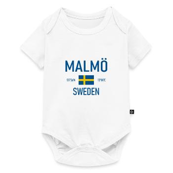 Malmö - Suède - Sverige - Drapeau - Coordonnées - Body à manches courtes Premium Bébé - blanc - Devant