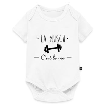 la muscu c'est la vie,musculation - Body à manches courtes Premium Bébé - blanc - Devant