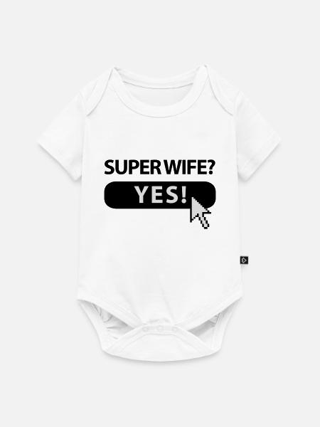 super_wife_button - Baby Premium Kurzarmbody - Weiß