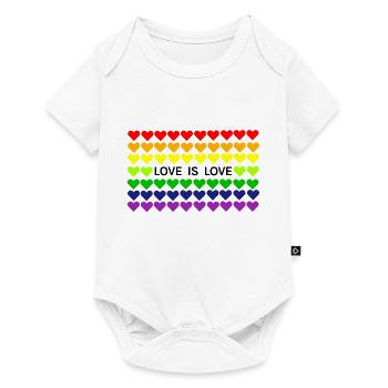 L'amour est l'amour arc-en-ciel coeur bannière - Body à manches courtes Premium Bébé - blanc - Devant