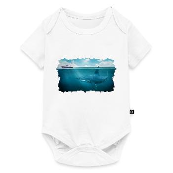 Great White Shark Below Boat Under Water Megalodon - Baby Premium Kurzarmbody - Weiß - Vorne
