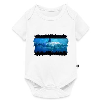 Megalodon shark in the aquarium - Baby Premium short-sleeve bodysuit - white - Front