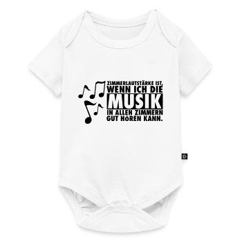 Zimmerlautstärke ist, Musik in allen Zimmern - Baby Premium Kurzarmbody - Weiß - Vorne