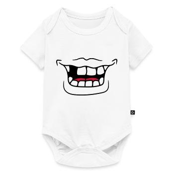 mouth grin laugh funny tooth gluecke comic cartoo - Baby Premium short-sleeve bodysuit - white - Front