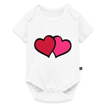 hearts comic - Baby Premium Kurzarmbody - Weiß - Vorne