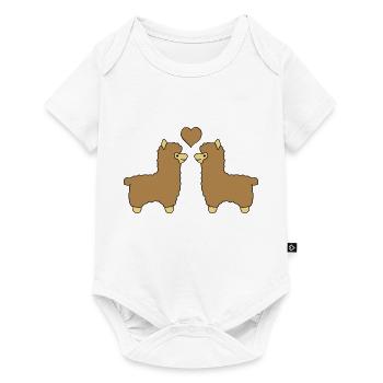 lama alpaca comic love - Baby Premium Kurzarmbody - Weiß - Vorne