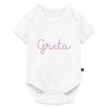 Greta, schreibschrift, schulschrift, rosa, baby - Baby Premium Kurzarmbody - Weiß - Vorne