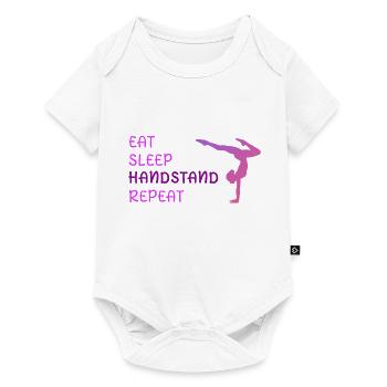 Eat Sleep Handstand Repeat - Baby Premium Kurzarmbody - Weiß - Vorne
