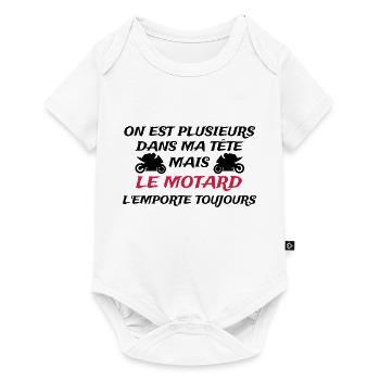 on est plusieurs dans ma tête mais le motard - Body à manches courtes Premium Bébé - blanc - Devant