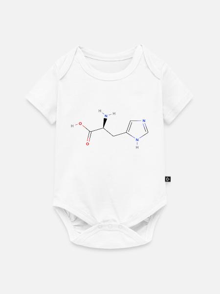 Histidin Molekül - Farbige Strukturformel - Baby Premium Kurzarmbody - Weiß