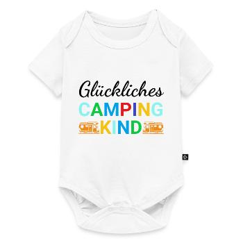 Glückliches Camping Kind - Baby Premium Kurzarmbody - Weiß - Vorne