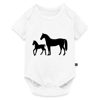 Pferd mit Fohlen - Baby Premium Kurzarmbody - Weiß - Vorne