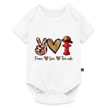 Peace Love Fire Wife Firefighter - Baby Premium short-sleeve bodysuit - white - Front