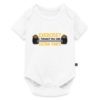 Exercise Extra Fries Zitat - Baby Premium Kurzarmbody - Weiß - Vorne