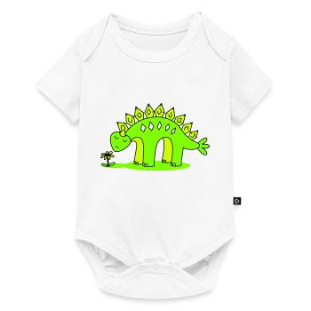 Little Dino smelling a flower - Baby Premium short-sleeve bodysuit - white - Front