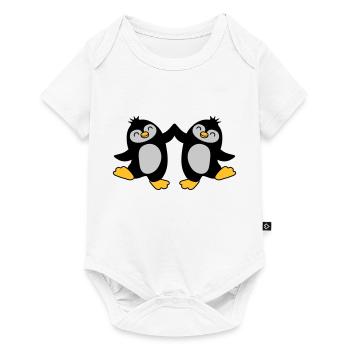 High Five Begrüßung Pinguine - Baby Premium Kurzarmbody - Weiß - Vorne