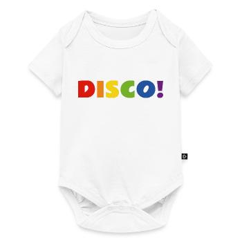 DISCO Regenbogen Text - Baby Premium Kurzarmbody - Weiß - Vorne